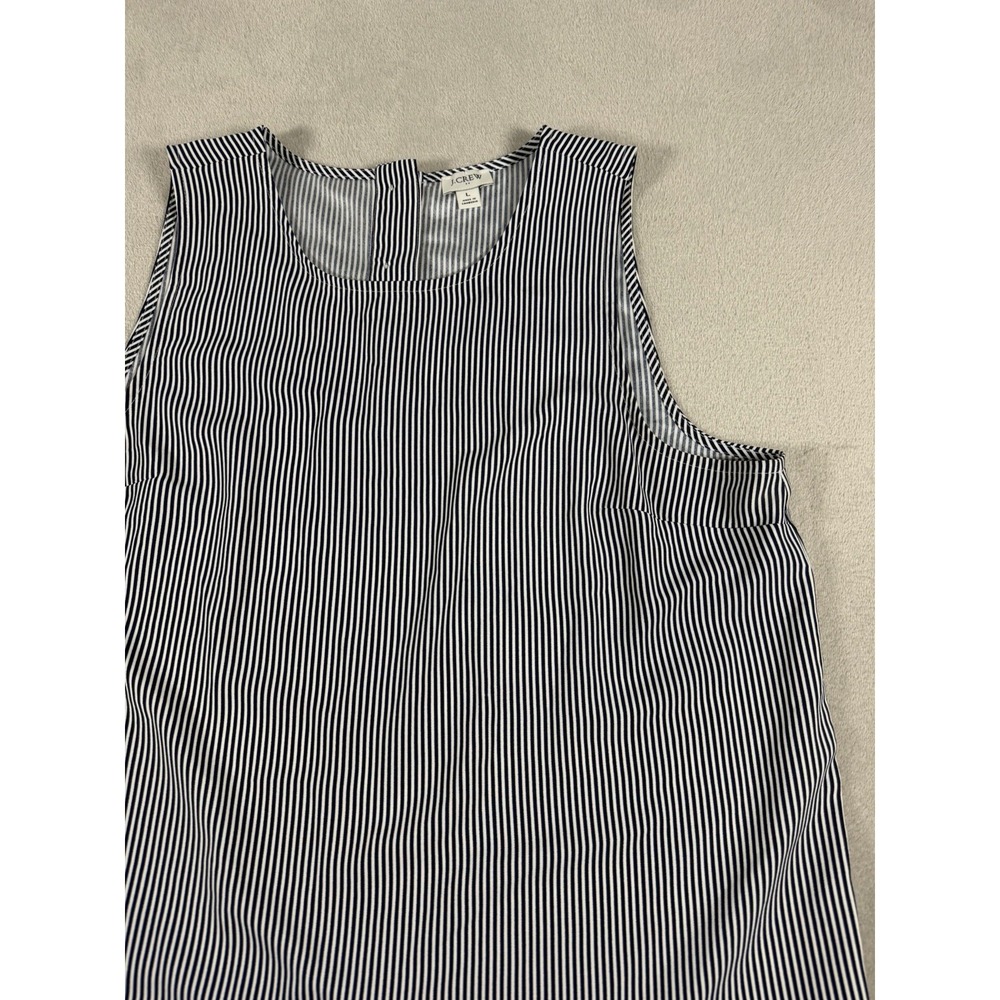 J.Crew Women's Sleeveless Striped Shell Blouse With Back Button Size L - Picture 5 of 16